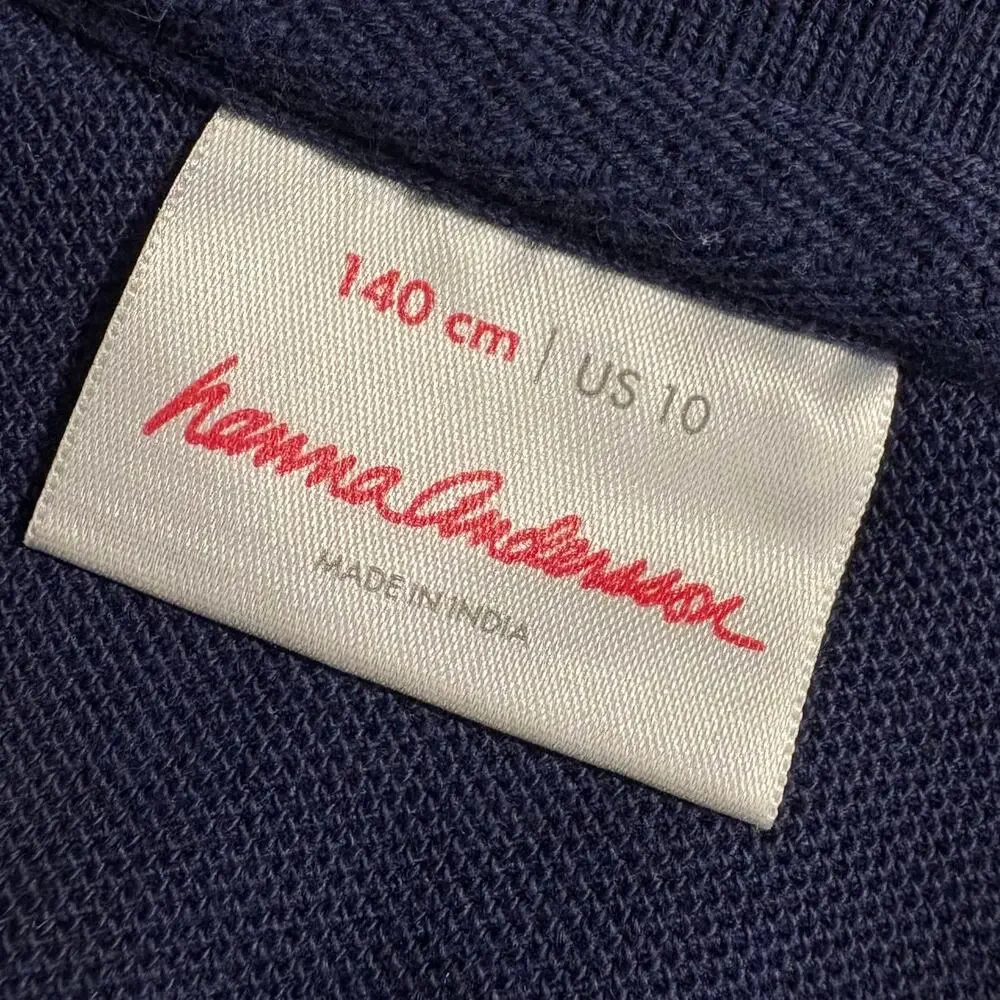 Hanna Andersson Long Sleeve Polo Shirts Kids 10 Red Navy Organic Cotton
